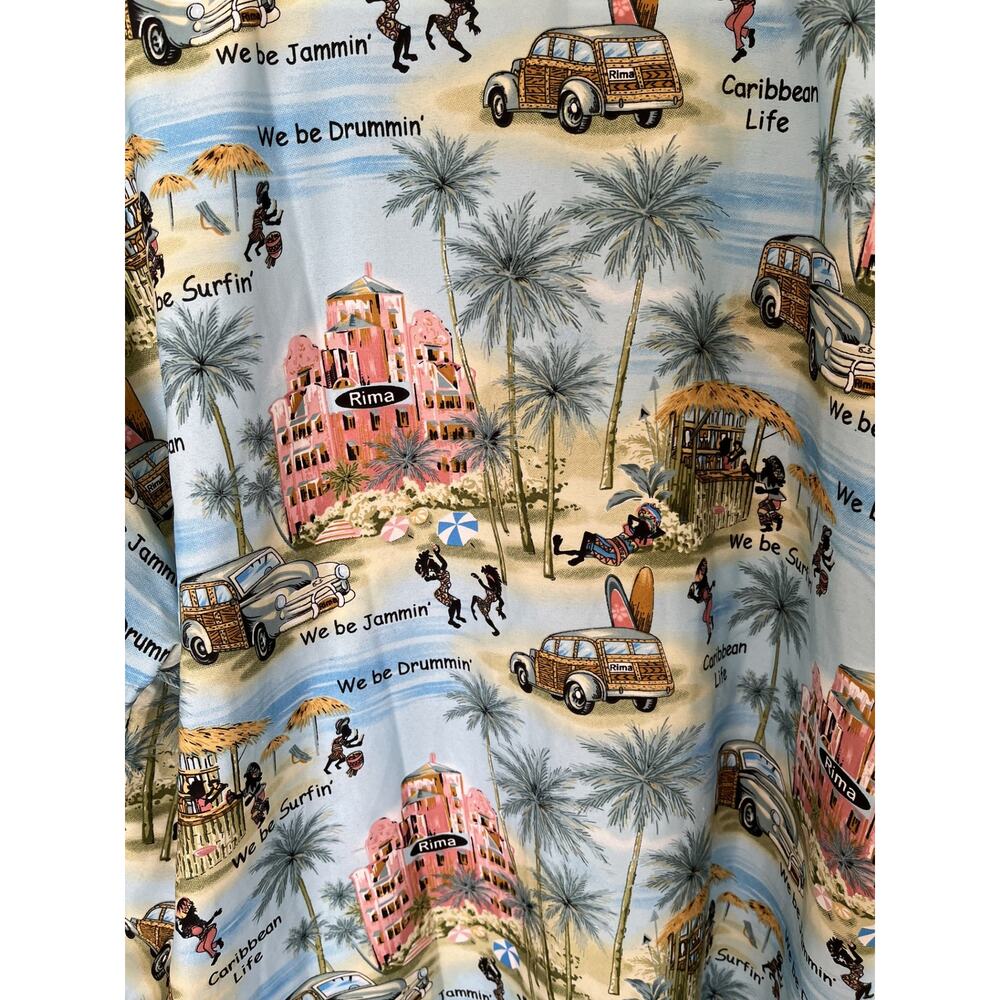Rima Mens Caribbean Blue XL Short Sleeve Colorful Hawaiian Resort Beach Tropical - Picture 3 of 6